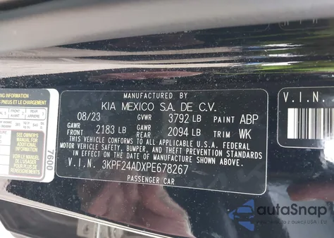 2023 Kia Forte Lx from USA, damaged, VIN 3KPF24ADXPE678267